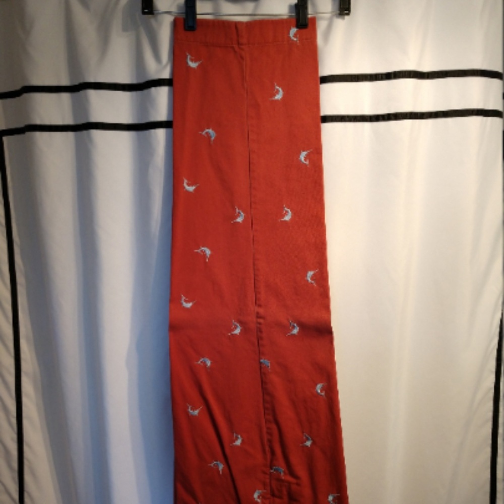 J Crew Nantucket Red Twill Slacks with Sailfishes